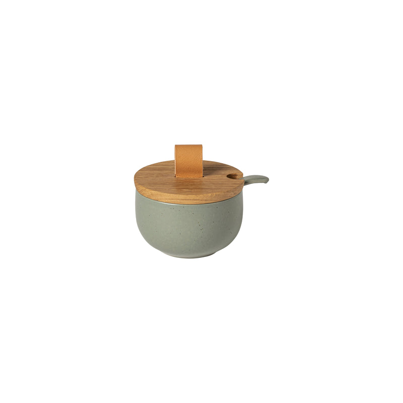 Pacifica - Artichoke Green Sugar Bowl with Spoon and Wood Lid