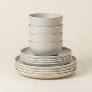 Pacifica - Oyster Grey 12-piece Dinnerware Set with Bowl