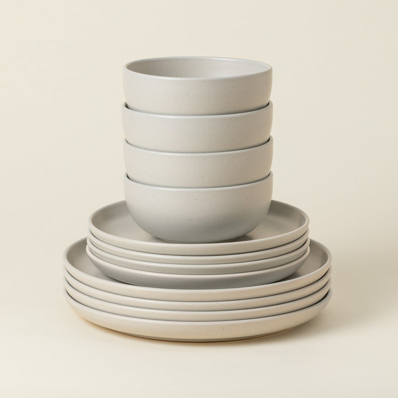Pacifica - Oyster Grey 12-piece Dinnerware Set with Bowl