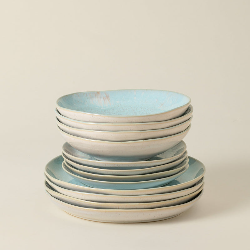 Eivissa - Sea Blue 12-piece Dinnerware Set with Soup/pasta Bowl