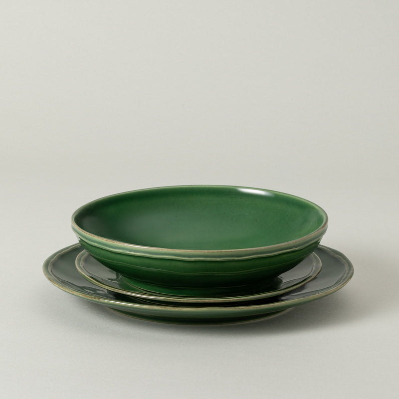 Fontana - Forest Green 12-piece Dinnerware Set with Soup/pasta Bowl
