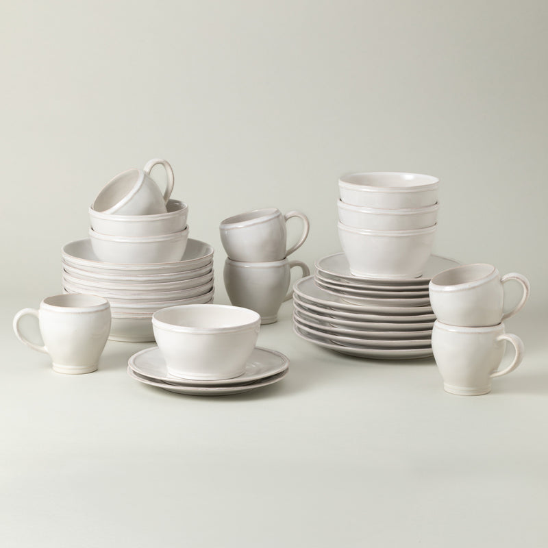 Fontana - White 30-piece Dinnerware Set with Mug