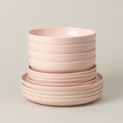 Pacifica - Marshmallow Pink 12-piece Dinnerware Set with Soup/pasta Bowl
