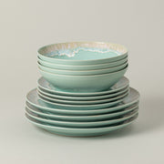 Taormina - Aqua Blue 12-piece Dinnerware Set with Soup/pasta Bowl