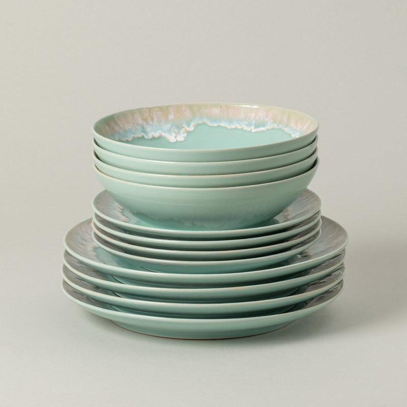 Taormina - Aqua Blue 12-piece Dinnerware Set with Soup/pasta Bowl