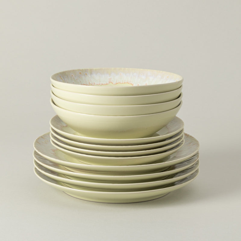 Taormina - Yellow 12-piece Dinnerware Set with Soup/pasta Bowl