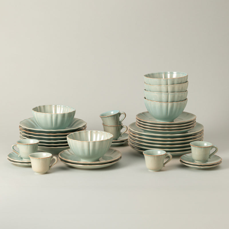 Alentejo - Turquoise 30-piece Dinnerware Set with Coffee Cup and Saucer
