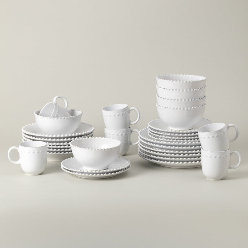 Pearl - White 30-piece Dinnerware Set with Soup/pasta Plate