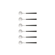 Mito - Brushed Silver - Black Cable Flatware Coffee Spoon 6 Pieces Set