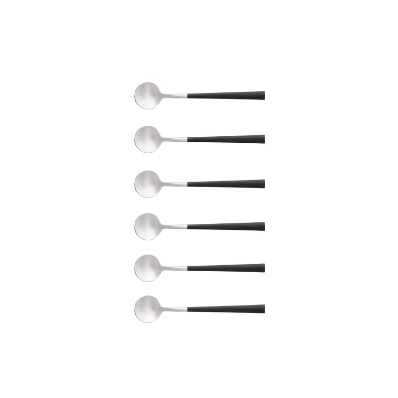 Mito - Brushed Silver - Black Cable Flatware Coffee Spoon 6 Pieces Set