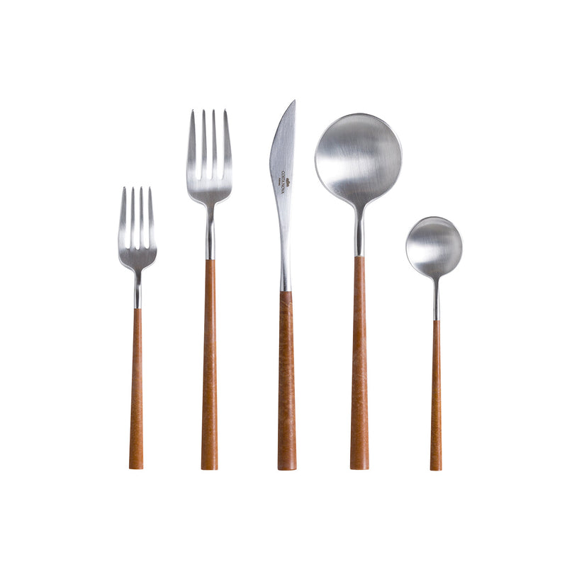 Mito - Brushed Wooden Cable Flatware 5 Pieces