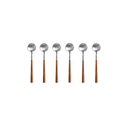 Mito - Brushed Silver - Wood Cable Flatware Coffee Spoon 6 Pieces Set