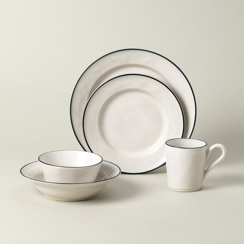 Beja - White & Blue 5-piece Dinnerware Set