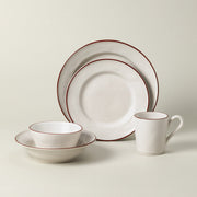 Beja - White & Red 5-piece Dinnerware Set