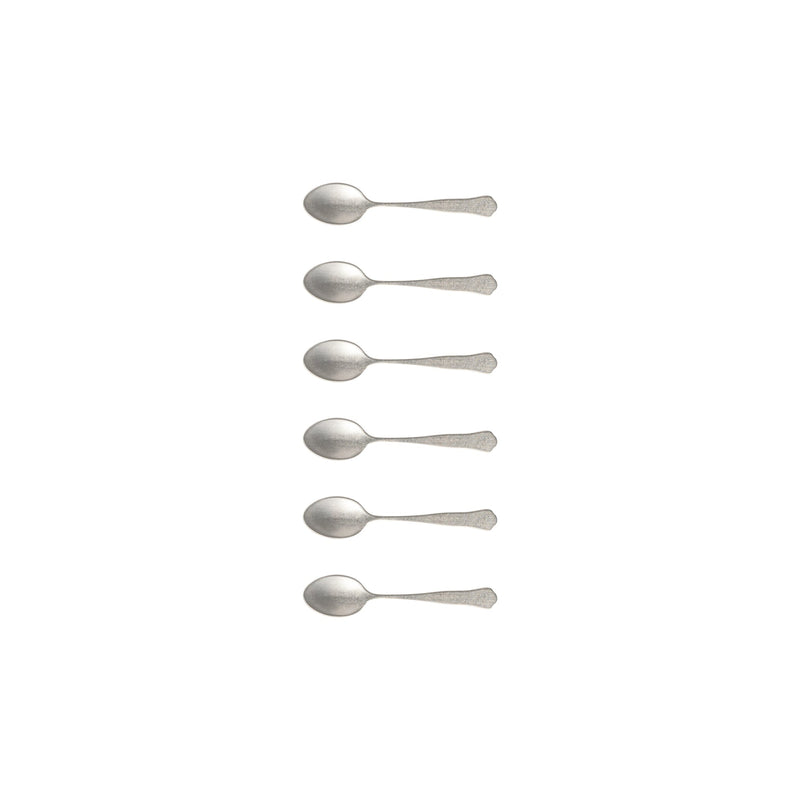 Prado - Vintage Brushed Silver Coffee Spoon 6 Pieces Set