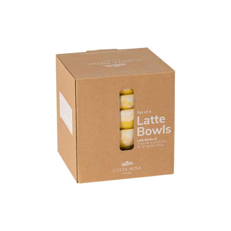 Latte Bowls - Yellow Set 4 Latte Bowls | 6" / 15 cm - Set of 4