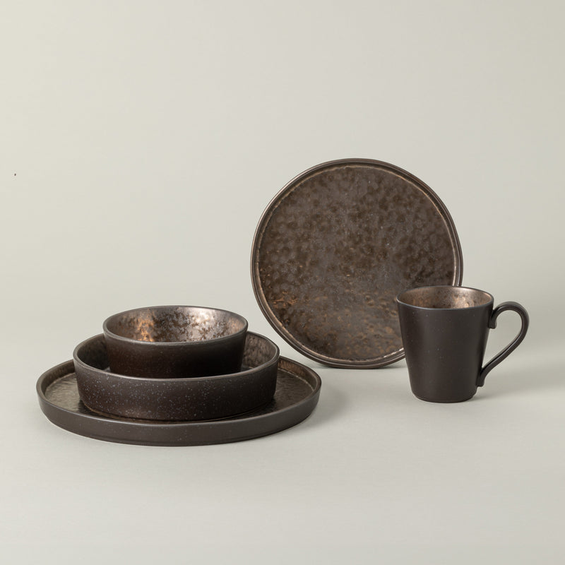 Lagoa - Metal Brown 5-piece Dinnerware Set