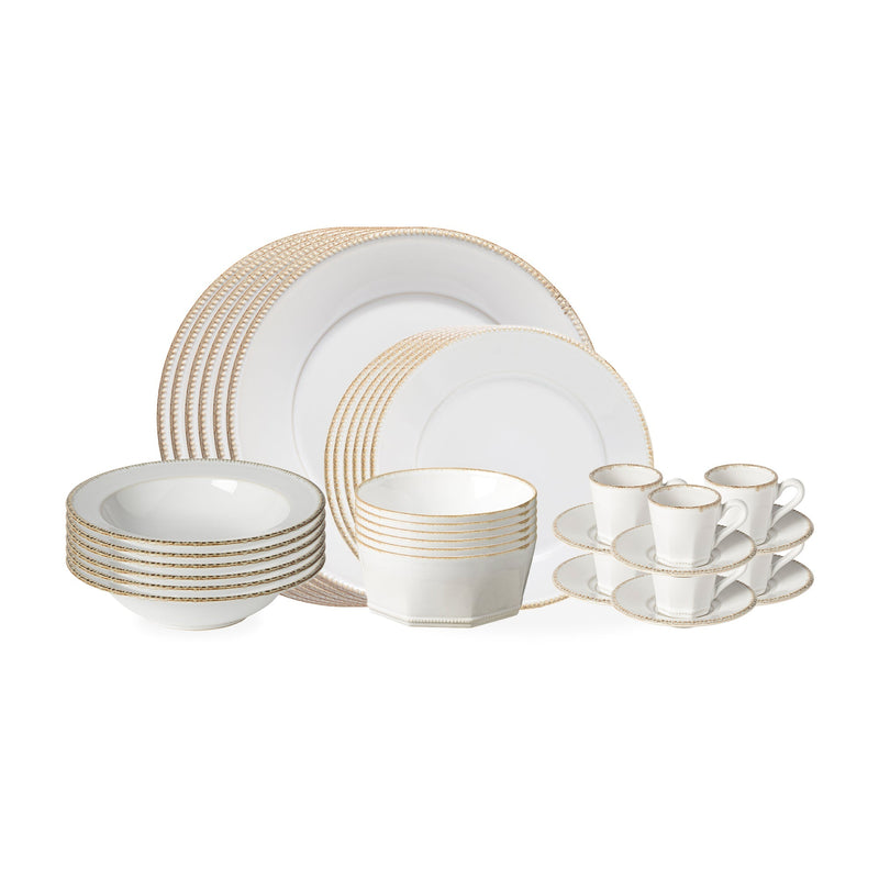Luzia - Cloud White 30-piece Dinnerware Set with Coffee Cup and Saucer