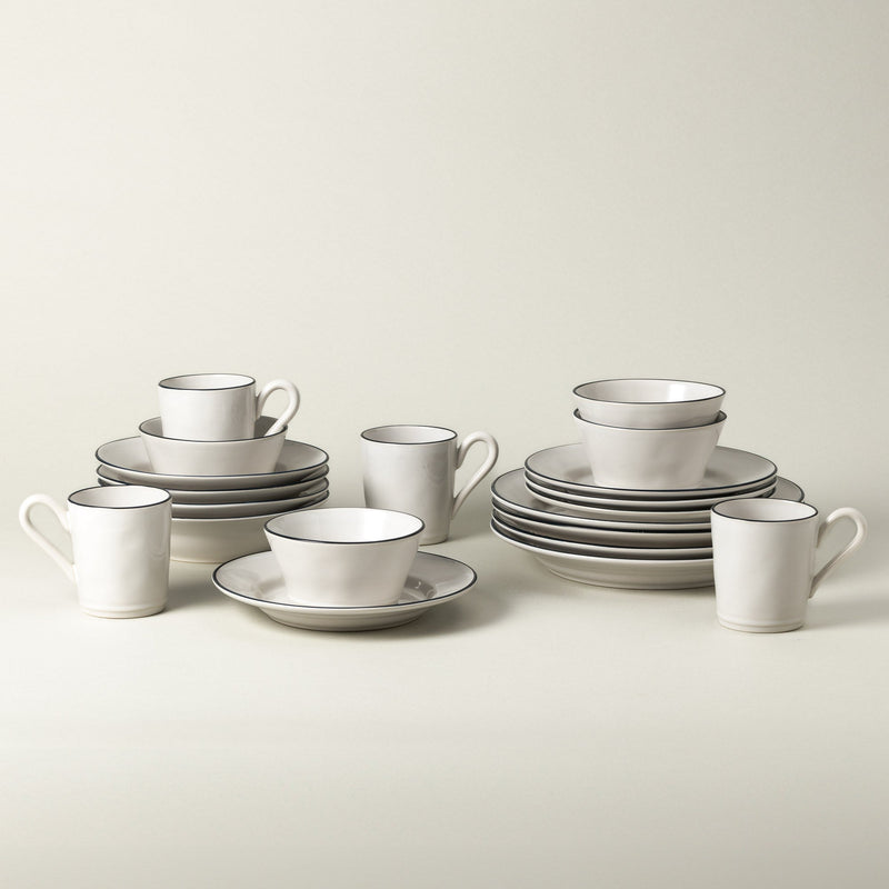 Beja - White & Blue 30-piece Dinnerware Set with Mug