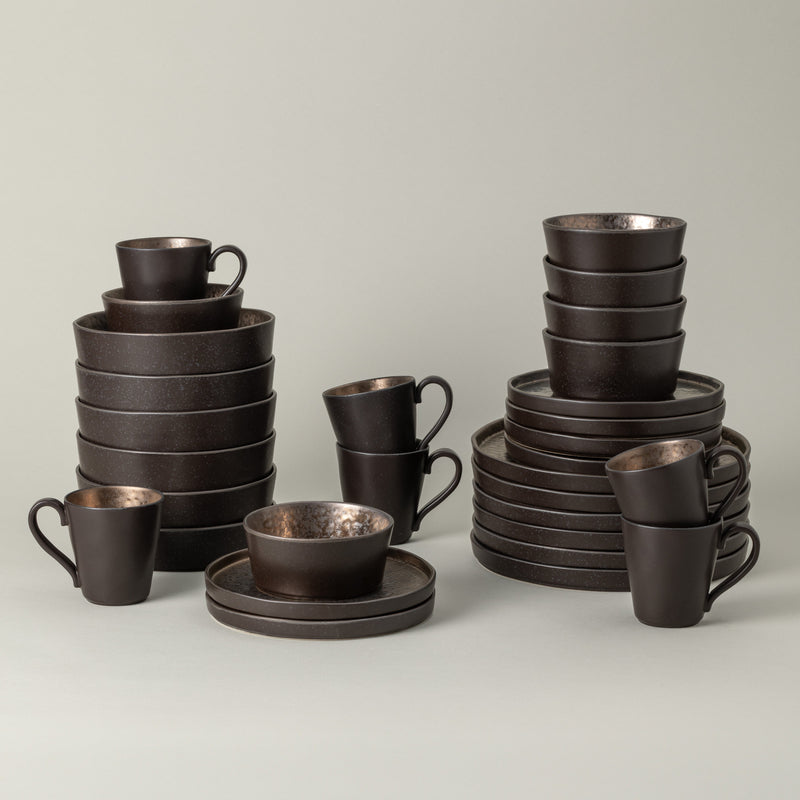 Lagoa - Metal Brown 30-piece Dinnerware Set with Mug