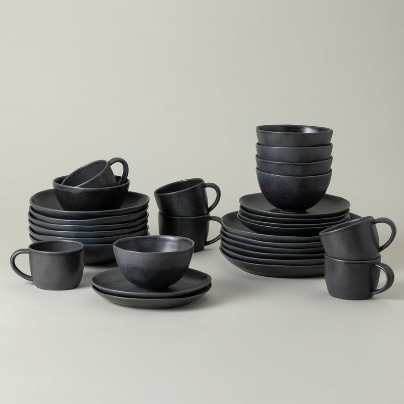 Livia - Matte Black 30-piece Dinnerware Set with Mug