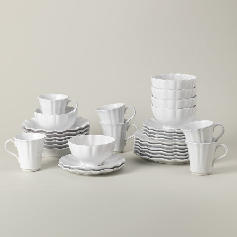 Rosa - White 30-piece Dinnerware Set with Mug