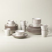 Beja - White & Red 30-piece Dinnerware Set with Mug