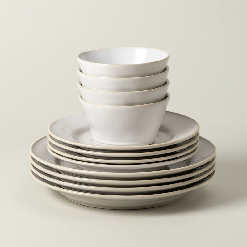 Beja - White & Cream 12-piece Dinnerware Set with Bowl