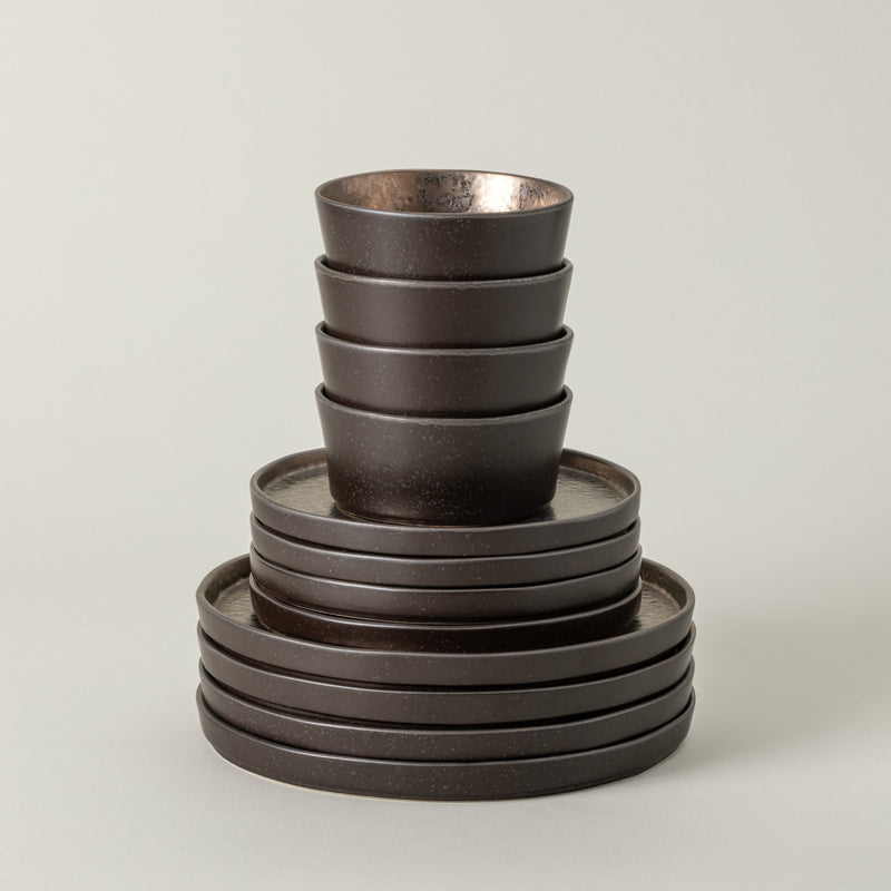 Lagoa - Metal Brown 12-piece Dinnerware Set with Bowl