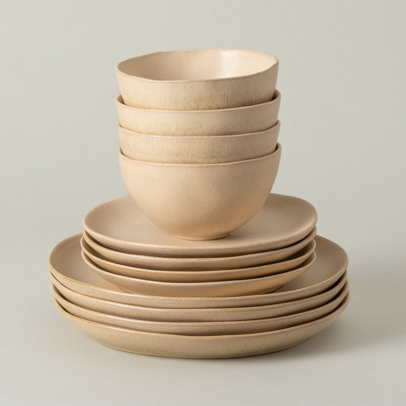 Livia - Champagne Yellow 12-piece Dinnerware Set with Bowl