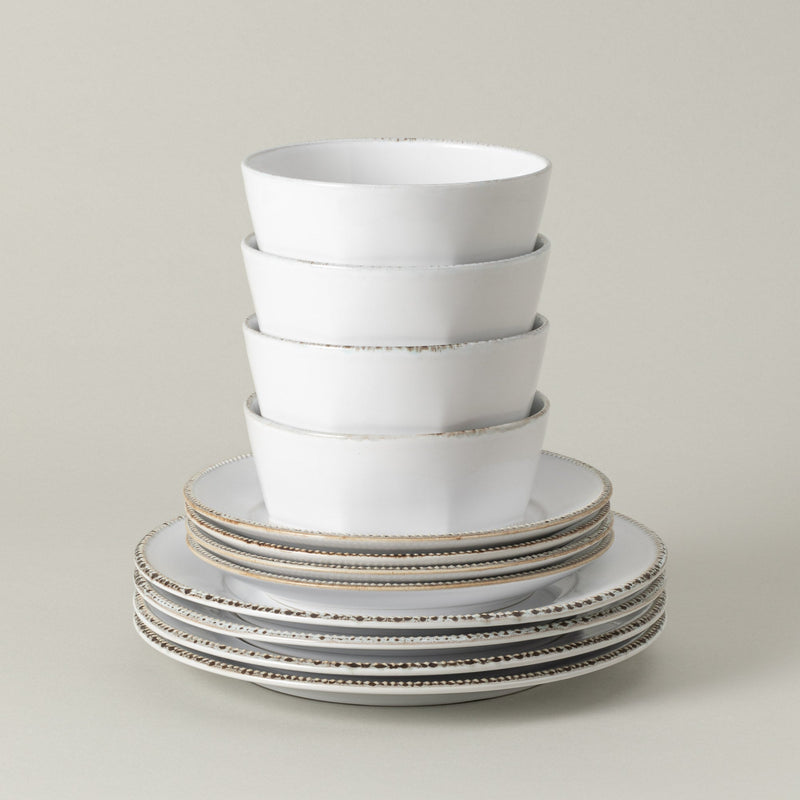 Luzia - Cloud White 12-piece Dinnerware Set with Bowl
