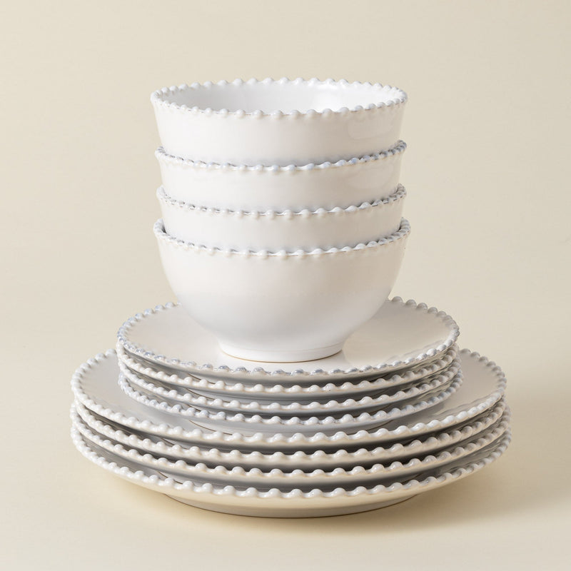 Pearl - White 12-piece Dinnerware Set with Bowl