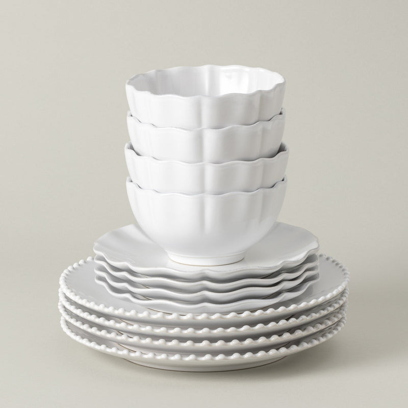 Pearl - White 12-piece Dinnerware Set with Bowl | Rosa