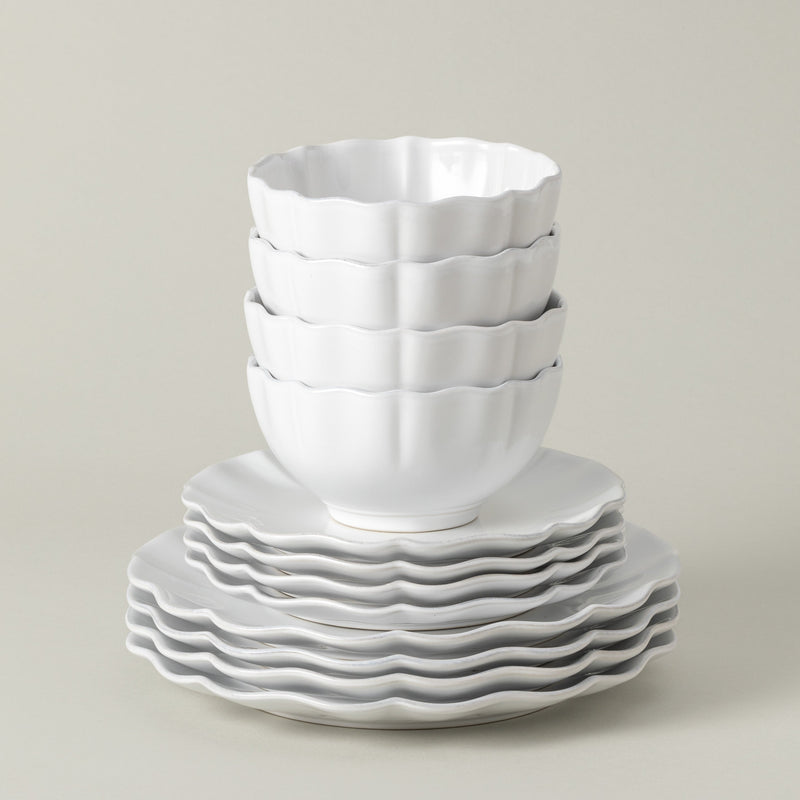 Rosa - White 12-piece Dinnerware Set with Bowl