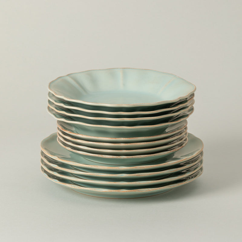 Alentejo - Turquoise 12-piece Dinnerware Set with Soup/pasta Plate