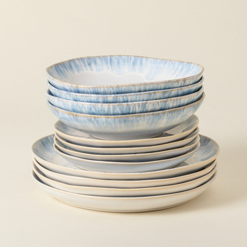 Brisa - Ria Blue 12-piece Dinnerware Set with Soup/pasta Bowl