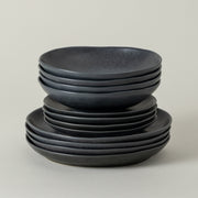 Livia - Matte Black 12-piece Dinnerware Set with Soup/pasta Bowl