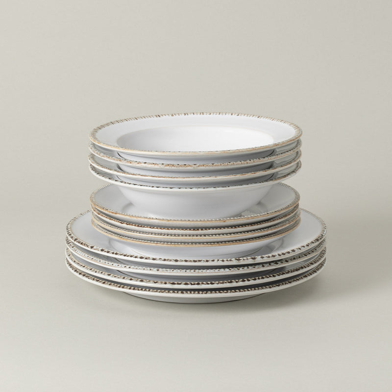 Luzia - Cloud White 12-piece Dinnerware Set with Soup/pasta Plate