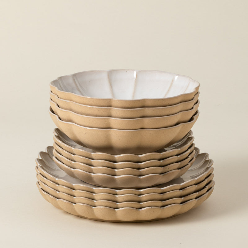 Marrakesh - Sable White 12-piece Dinnerware Set with Soup/pasta Plate - Sable Blanc