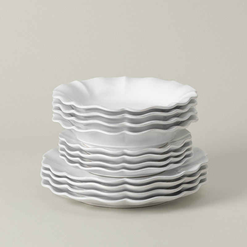 Rosa - White 12-piece Dinnerware Set with Soup/pasta Plate