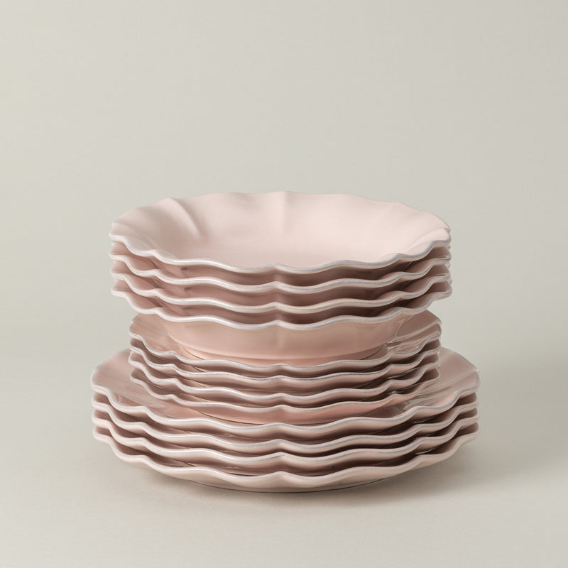 Rosa - Pink 12-piece Dinnerware Set with Soup/pasta Plate