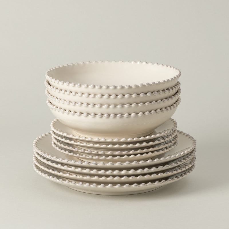 Pearl - Cream 12-piece Dinnerware Set with Soup/pasta Bowl