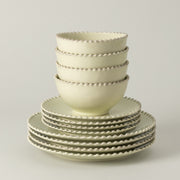 Pearl - Lily Green 12-piece Dinnerware Set with Bowl