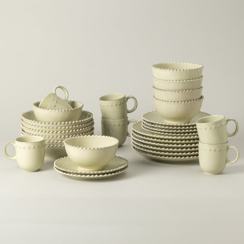 Pearl - Lily Green 30-piece Dinnerware Set with Mug
