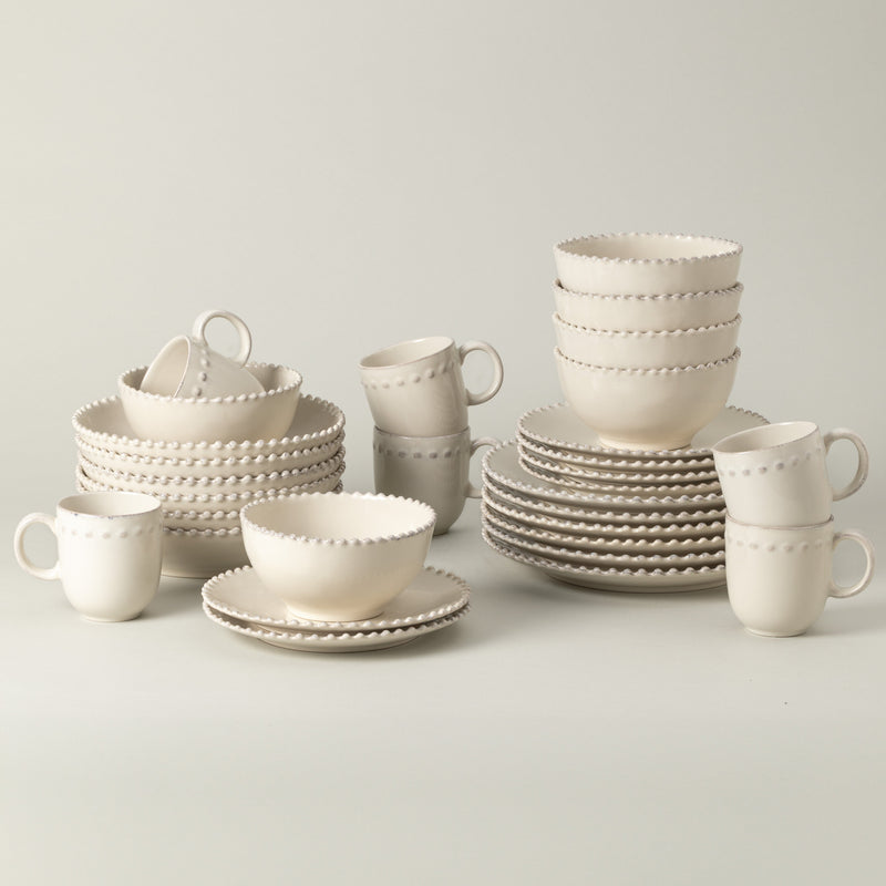 Pearl - Cream 30-piece Dinnerware Set with Mug