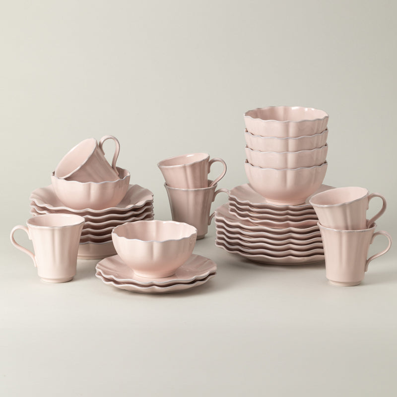 Rosa - Pink 30-piece Dinnerware Set with Mug
