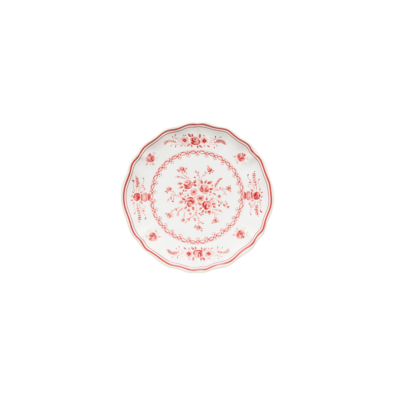 Vila - White-red Appetizer Plate | 7" / 17 cm - Set of 6