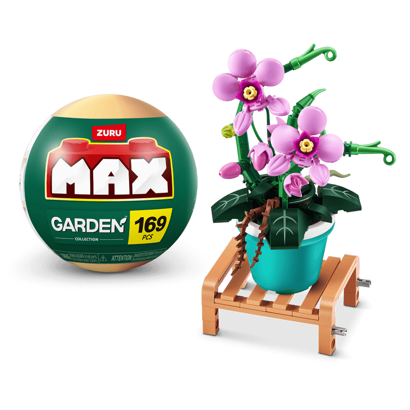 MAX BUILD Premium Garden Pot Plants Series 1 – Phalaenopsis example with capsule; one random set included