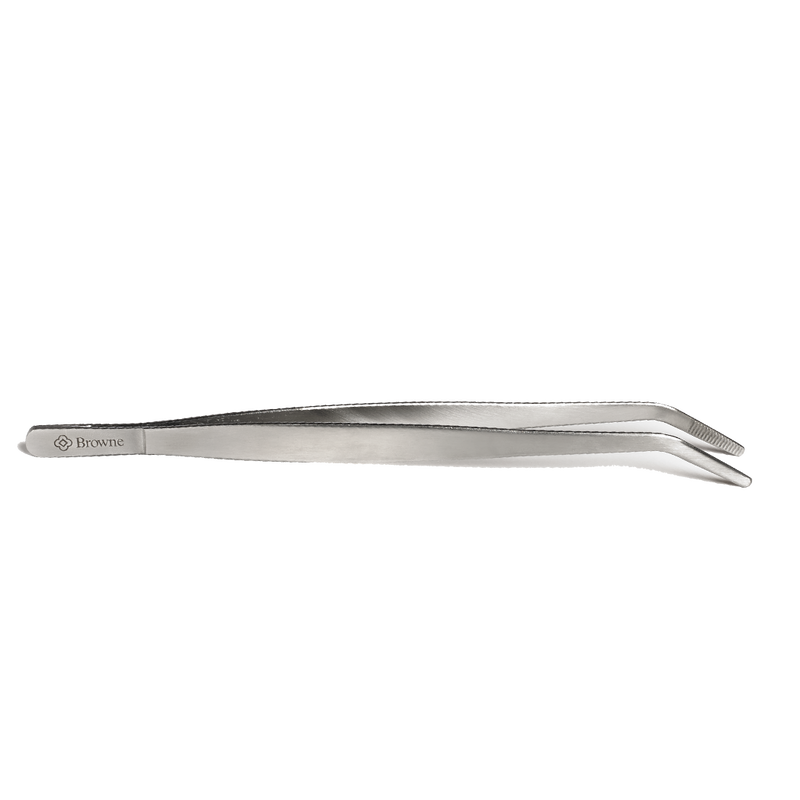 Browne - Tongs - Precision - Curved - Stainless Steel | 8 in / 20.3 cm - Default Title
