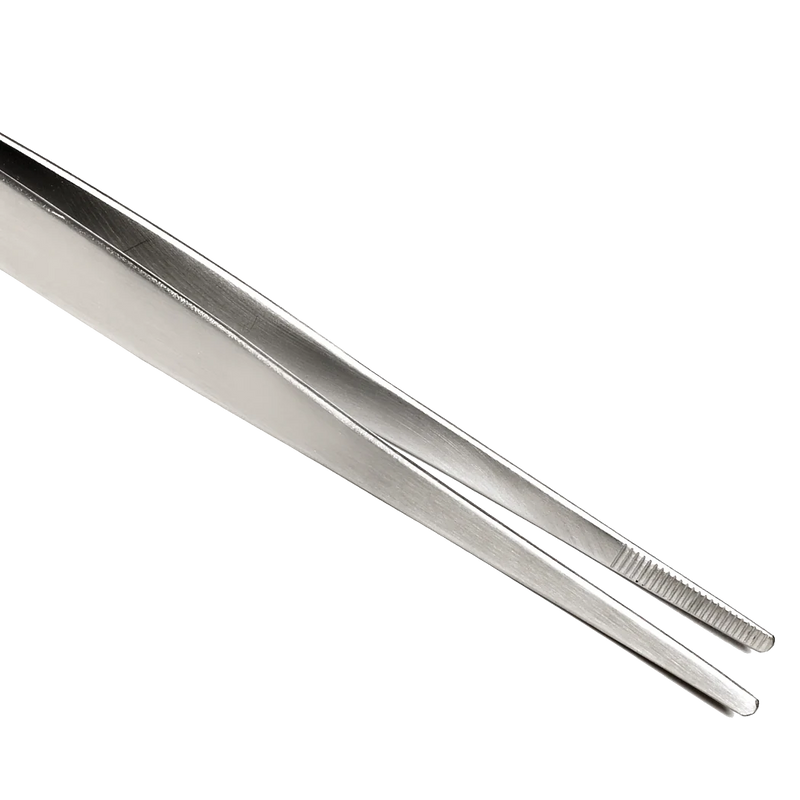 Browne - Tongs - Precision - Straight - Stainless Steel | 8 in / 20.3 cm